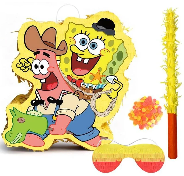 Main image of SpongeBob SquarePants Piñata,SpongeBob Themed Party Pinata Bundle - SpongeBob Piñata Large,SpongeBob Party Games Blindfold & Party Pinata Stick etc SpongeBob Birthday Party Supplies for Boys/Girls