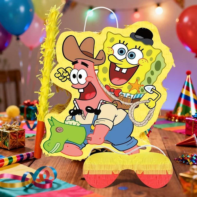 Alt view image 6 of 7 - SpongeBob SquarePants Piñata,SpongeBob Themed Party Pinata Bundle - SpongeBob Piñata Large,SpongeBob Party Games Blindfold & Party Pinata Stick etc SpongeBob Birthday Party Supplies for Boys/Girls