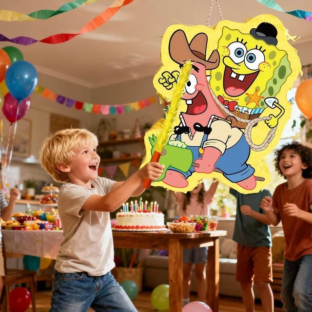 Alt view image 5 of 7 - SpongeBob SquarePants Piñata,SpongeBob Themed Party Pinata Bundle - SpongeBob Piñata Large,SpongeBob Party Games Blindfold & Party Pinata Stick etc SpongeBob Birthday Party Supplies for Boys/Girls