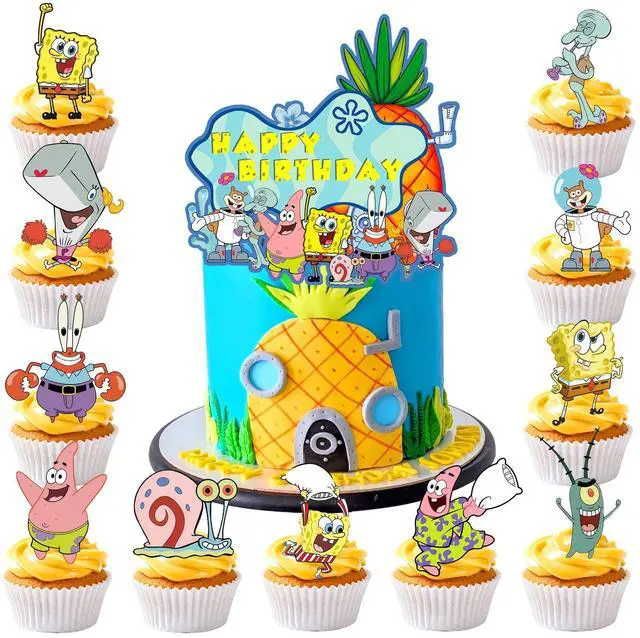 Main image of SpongeBob Cake Toppers,14pcs SpongeBob Cake Decoration Set - SpongeBob Birthday Cake Toppers and SpongeBob Cupcake Toppers for SpongeBob SquarePants Birthday Party Supplies