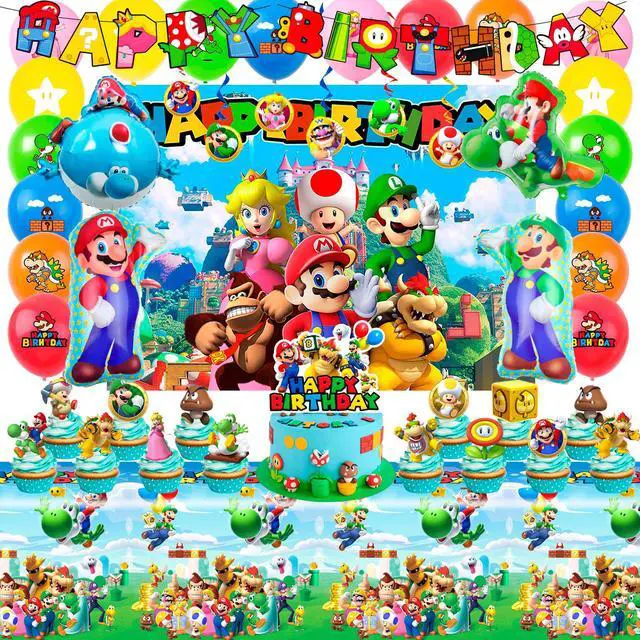 Main image of Mario Birthday Party Supplies, 68pcs Super Mario Party Decorations Set- Super Mario Birthday Decorations Banner Backdrop Tablecloth & Mario Bros Balloons Cake Topper etc Super Mario Party Supplies