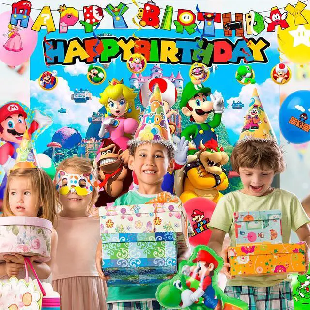 Alt view image 5 of 7 - Mario Birthday Party Supplies, 68pcs Super Mario Party Decorations Set- Super Mario Birthday Decorations Banner Backdrop Tablecloth & Mario Bros Balloons Cake Topper etc Super Mario Party Supplies