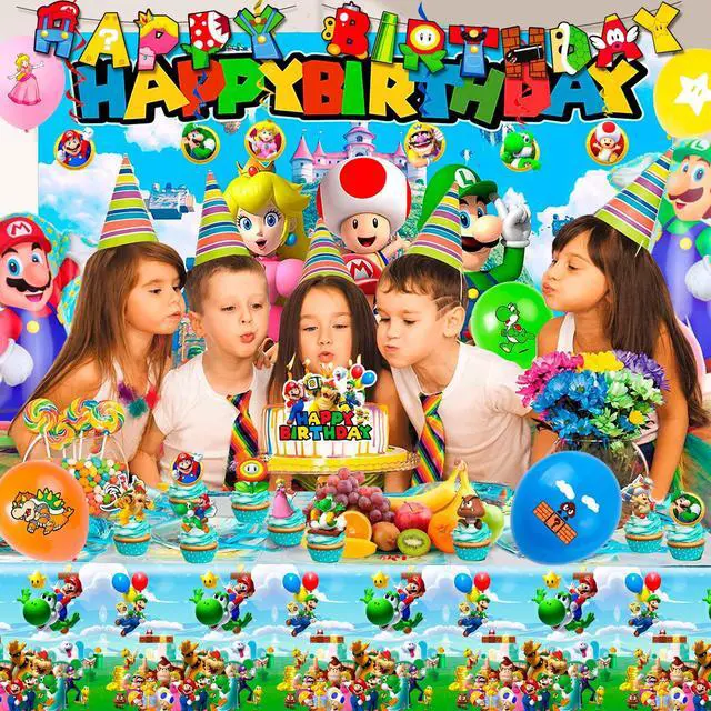 Alt view image 6 of 7 - Mario Birthday Party Supplies, 68pcs Super Mario Party Decorations Set- Super Mario Birthday Decorations Banner Backdrop Tablecloth & Mario Bros Balloons Cake Topper etc Super Mario Party Supplies