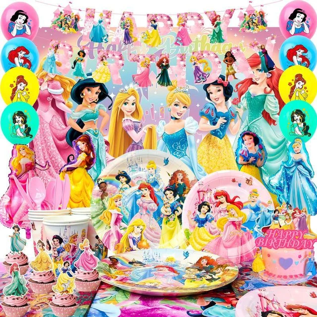 Main image of Princess Birthday Party Decorations, 116pcs Princess Party Tableware & Decorations Set Including Princess Birthday Plates Napkins Tablecloth & Princess Cake Topper Banner etc, for Girls Kids