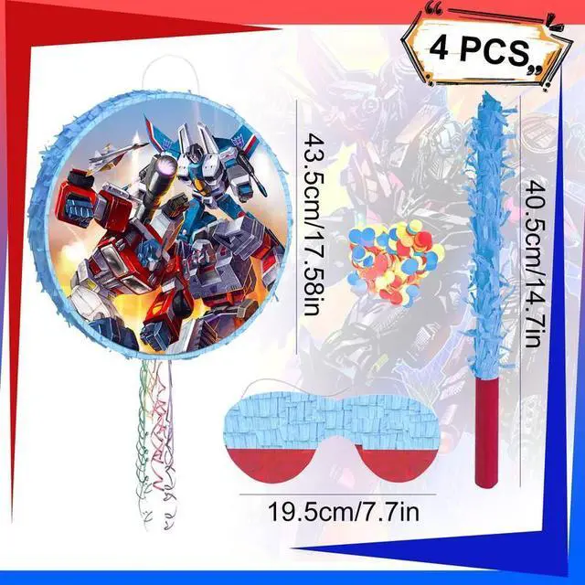 Alt view image 2 of 7 - Transformers Pinata,4pcs Transformers Pinatas Set - Transformers Theme Piñata, Transformers Party Pinata Stick & Party Games Blindfold etc Pinata Supplies for Transformers Birthday Party Decorations