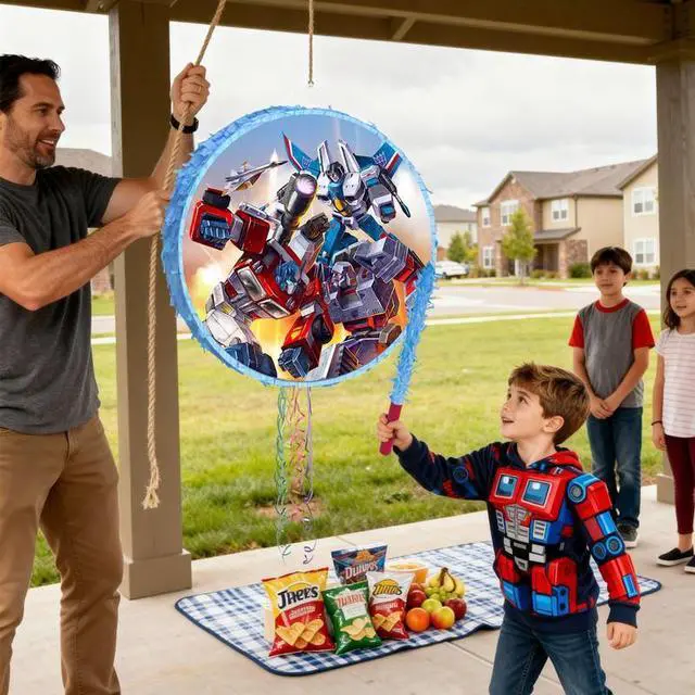 Alt view image 6 of 7 - Transformers Pinata,4pcs Transformers Pinatas Set - Transformers Theme Piñata, Transformers Party Pinata Stick & Party Games Blindfold etc Pinata Supplies for Transformers Birthday Party Decorations
