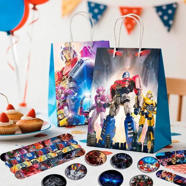 Alt view image 5 of 7 - Transformers Party Favors,102 Pcs Transformers Themed Birthday Party Supplies - Transformers Party Keychain Gift Bags Slap Bracelets Stickers etc Transformers Stuffers for Party Decorations