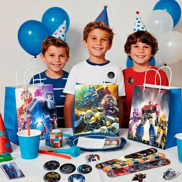 Alt view image 6 of 7 - Transformers Party Favors,102 Pcs Transformers Themed Birthday Party Supplies - Transformers Party Keychain Gift Bags Slap Bracelets Stickers etc Transformers Stuffers for Party Decorations