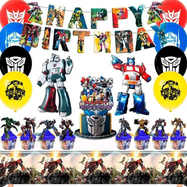 Main image of Transformers Birthday Party Supplies, 29 Pcs Transformers Party Decorations Set - Transformers Birthday Decorations Banner Balloons Tablecloth Cake Toppers and Other Transformers Party Supplies