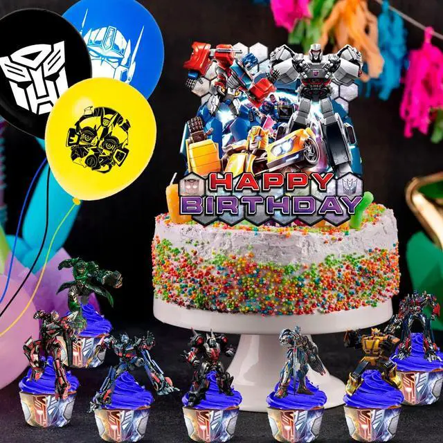 Alt view image 3 of 7 - Transformers Birthday Party Supplies, 29 Pcs Transformers Party Decorations Set - Transformers Birthday Decorations Banner Balloons Tablecloth Cake Toppers and Other Transformers Party Supplies
