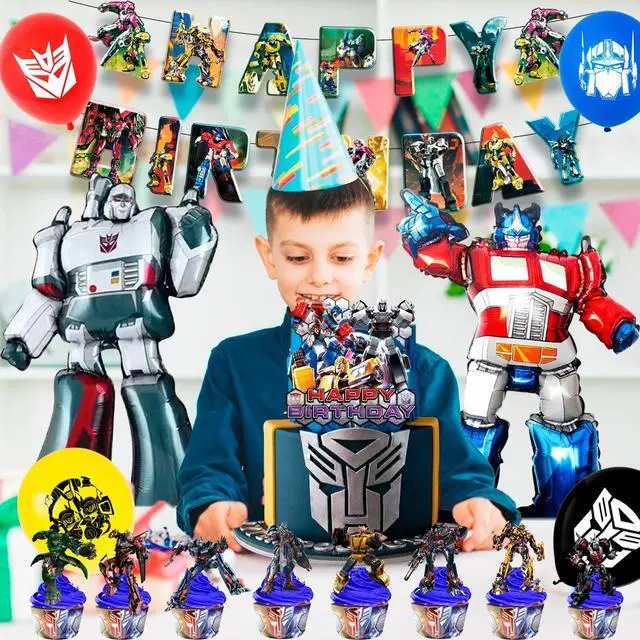 Alt view image 4 of 7 - Transformers Birthday Party Supplies, 29 Pcs Transformers Party Decorations Set - Transformers Birthday Decorations Banner Balloons Tablecloth Cake Toppers and Other Transformers Party Supplies