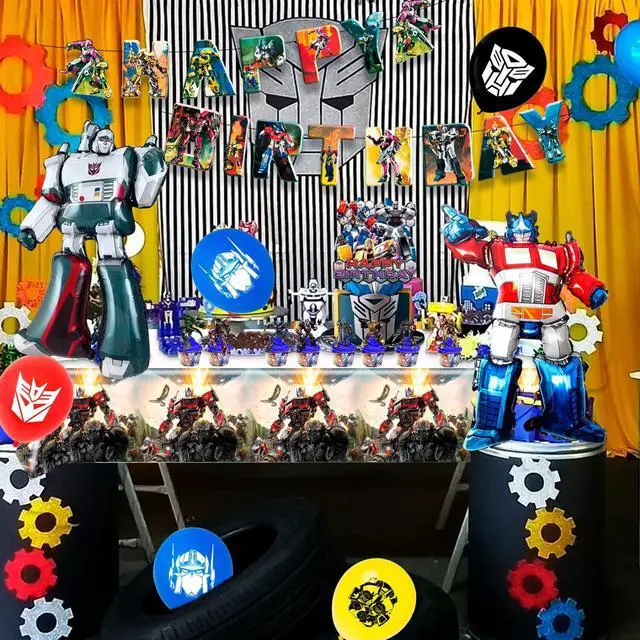 Alt view image 5 of 7 - Transformers Birthday Party Supplies, 29 Pcs Transformers Party Decorations Set - Transformers Birthday Decorations Banner Balloons Tablecloth Cake Toppers and Other Transformers Party Supplies