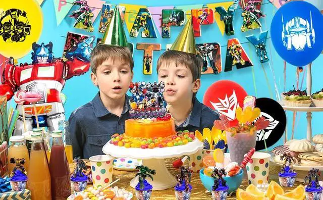 Alt view image 7 of 7 - Transformers Birthday Party Supplies, 29 Pcs Transformers Party Decorations Set - Transformers Birthday Decorations Banner Balloons Tablecloth Cake Toppers and Other Transformers Party Supplies
