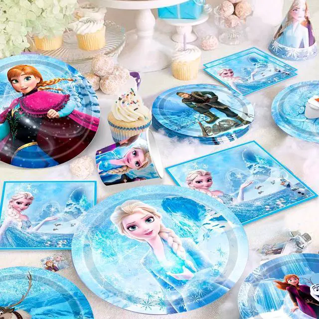 Alt view image 5 of 7 - Frozen Birthday Party Decorations Tableware,120pcs Frozen Plates and Napkins Party Supplies Includ 60 7''& 9''Frozen Party Plates,30 Frozen Napkins&30 Frozen Cups for Elsa Birthday Party Decorations