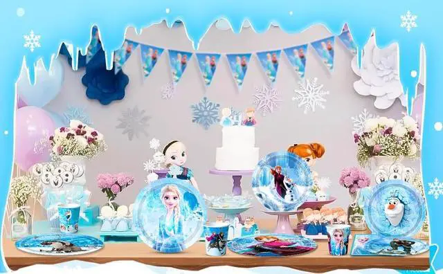 Alt view image 7 of 7 - Frozen Birthday Party Decorations Tableware,120pcs Frozen Plates and Napkins Party Supplies Includ 60 7''& 9''Frozen Party Plates,30 Frozen Napkins&30 Frozen Cups for Elsa Birthday Party Decorations