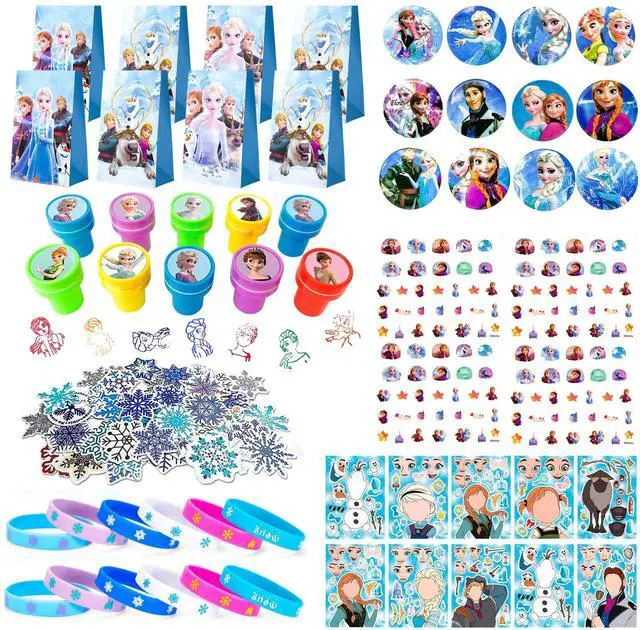 Main image of Frozen Party Favors,115pcs All-in-One Frozen Birthday Party Favors Set Including Frozen Party Favor Bags Stamper Stickers Badges etc Elsa Party Favors for Frozen Party Decorations Supplies