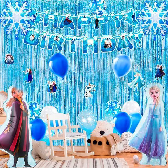Alt view image 6 of 7 - Frozen Birthday Party Supplies,135pcs Frozen Party Decorations & Tableware Set- Frozen Party Plates Napkins Cups Tablecloth Balloons Banner Crown Wand etc Frozen Birthday Decorations for Girls