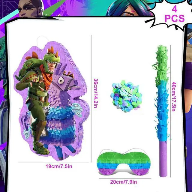 Alt view image 2 of 7 - Fortnite Pinata, 4 Pcs Fortnite Pinatas Bundle - Fortnite Theme Piñata, Fortnite Party Pinata Stick & Party Games Blindfold etc Fortnite Pinata Supplies for Fortnite Birthday Party Decorations