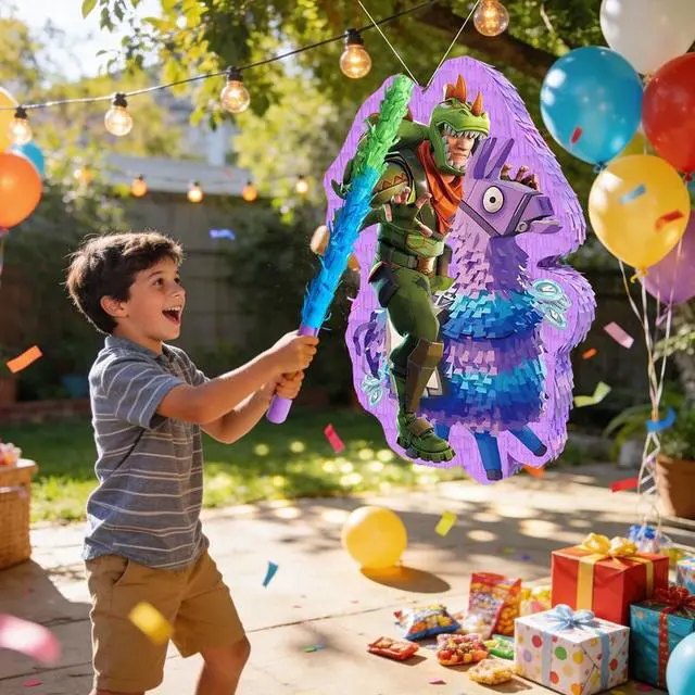 Alt view image 4 of 7 - Fortnite Pinata, 4 Pcs Fortnite Pinatas Bundle - Fortnite Theme Piñata, Fortnite Party Pinata Stick & Party Games Blindfold etc Fortnite Pinata Supplies for Fortnite Birthday Party Decorations