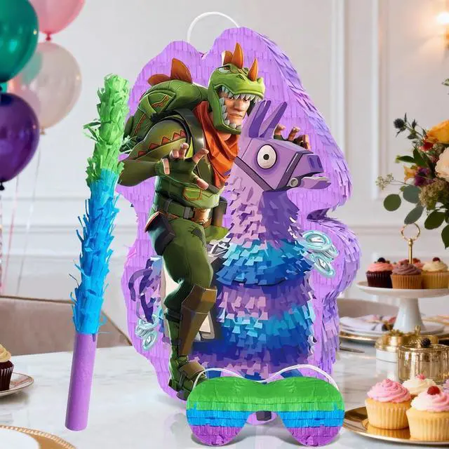 Alt view image 5 of 7 - Fortnite Pinata, 4 Pcs Fortnite Pinatas Bundle - Fortnite Theme Piñata, Fortnite Party Pinata Stick & Party Games Blindfold etc Fortnite Pinata Supplies for Fortnite Birthday Party Decorations