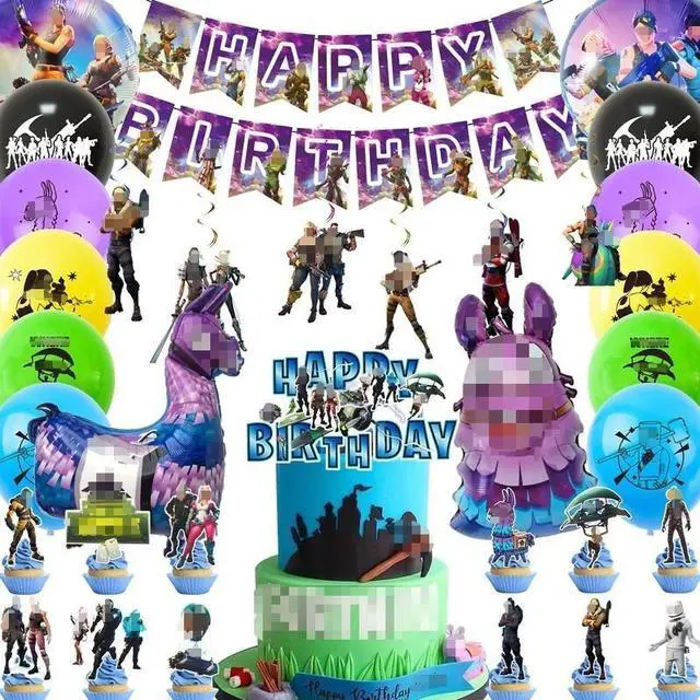 Main image of Fortnite Birthday Party Supplies,39 pcs Fortnite Party Decorations Set-Fortnite Spirals,Fortnite Balloons Banners Cake Toppers etc Fortnite Theme Birthday Party Supplies for Kids