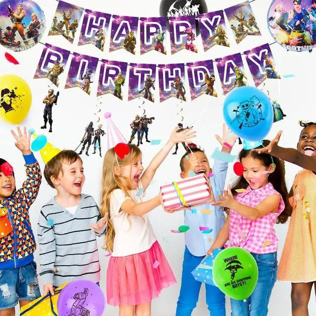 Alt view image 5 of 7 - Fortnite Birthday Party Supplies,39 pcs Fortnite Party Decorations Set-Fortnite Spirals,Fortnite Balloons Banners Cake Toppers etc Fortnite Theme Birthday Party Supplies for Kids
