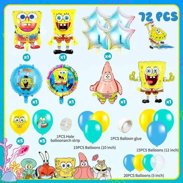 Alt view image 2 of 7 - SpongeBob Balloon Party Decorations,72pcs SpongeBob Birthday Decorations Balloons Set - SpongeBob Theme Party Latex Balloons & Foil Balloons for Kids Birthday Party Decorations Favors
