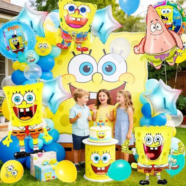 Alt view image 7 of 7 - SpongeBob Balloon Party Decorations,72pcs SpongeBob Birthday Decorations Balloons Set - SpongeBob Theme Party Latex Balloons & Foil Balloons for Kids Birthday Party Decorations Favors