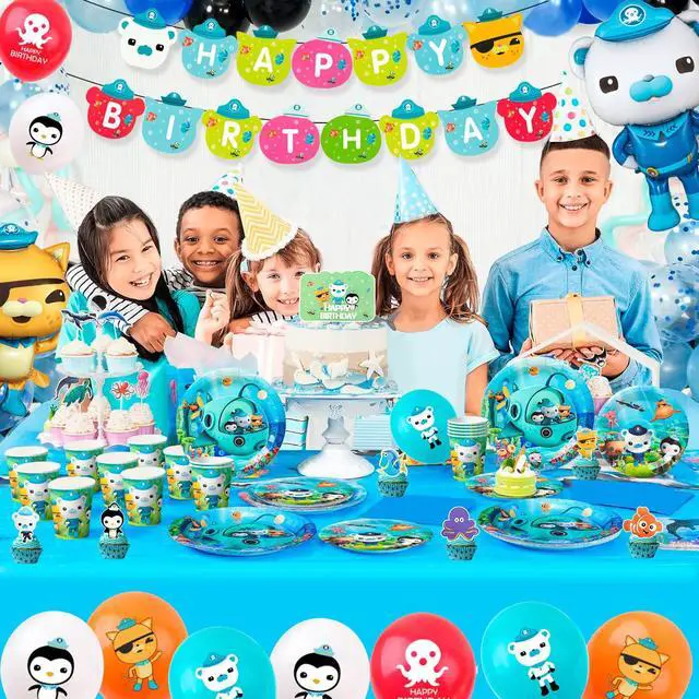Alt view image 3 of 7 - Octonauts Birthday Decorations, 114 Pieces Octonauts Party Supplies Party Tableware Set - Octonauts Birthday Party Plates Tablecloths Cake Decorations Banners and Other Birthday Party Supplies