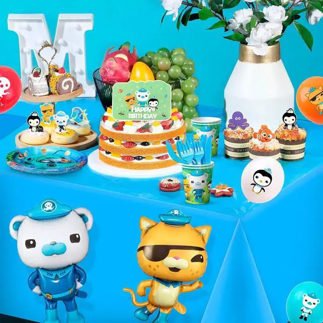 Alt view image 5 of 7 - Octonauts Birthday Decorations, 114 Pieces Octonauts Party Supplies Party Tableware Set - Octonauts Birthday Party Plates Tablecloths Cake Decorations Banners and Other Birthday Party Supplies