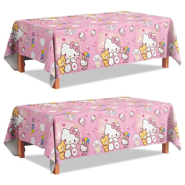Alt view image 7 of 7 - Hello Kitty Tablecloths, 3 Pieces Hello Kitty Tablecloths and Hello Kitty Party Tablecloths for Girls Kids Hello Kitty Themed Birthday Party Decoration Supplies