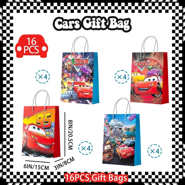 Alt view image 6 of 6 - 16 Pcs Lightning McQueen Gift Bags Lightning McQueen Party Favor Bags Cars Goodie Bags Cars Treat Bags Cars Candy Bags for Lightning McQueen Birthday Party Decorations/Cars Party Decorations