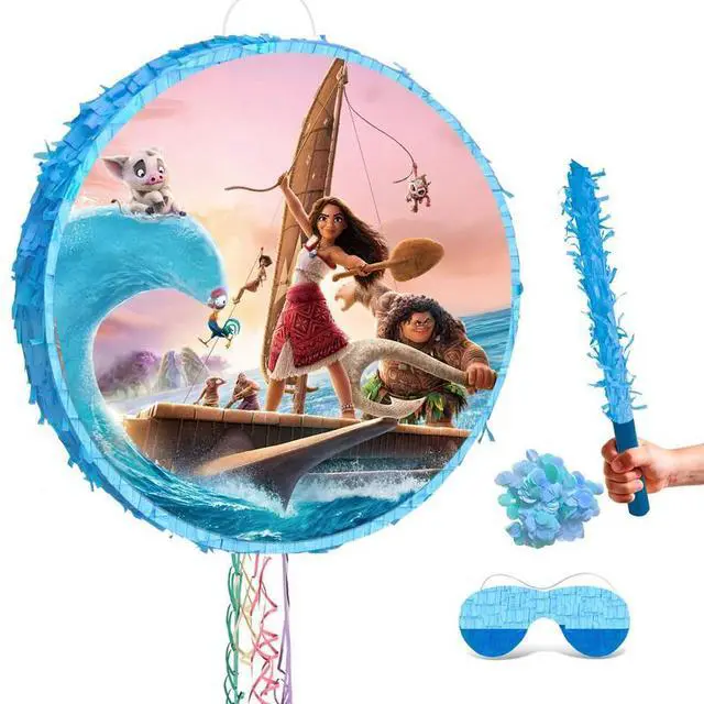 Main image of 4 Pcs Moana Pinata, Moana Pinata Set - Moana Themed Pinata, Moana Party Pinata Sticks, Moana Party Game Eye Mask and other Moana Pinata Supplies for Moana Birthday Party Decorations
