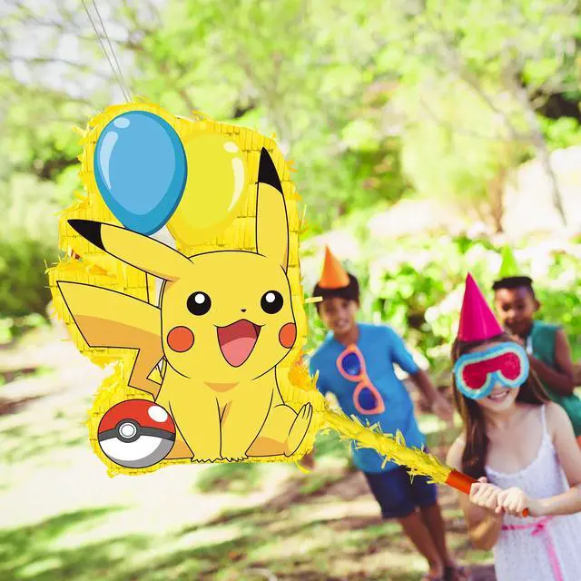 Alt view image 3 of 7 - Pokemon Pinata, 4pcs Pokemon Pinata Set - 14" Pokemon Themed Pinata, Pokemon Party Pinata Sticks & Pokemon Party Game Eye Mask etc. Pokemon Pinata Supplies for Pokemon Birthday Party Decorations