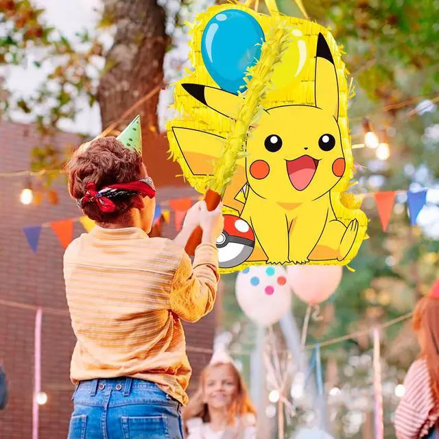 Alt view image 4 of 7 - Pokemon Pinata, 4pcs Pokemon Pinata Set - 14" Pokemon Themed Pinata, Pokemon Party Pinata Sticks & Pokemon Party Game Eye Mask etc. Pokemon Pinata Supplies for Pokemon Birthday Party Decorations