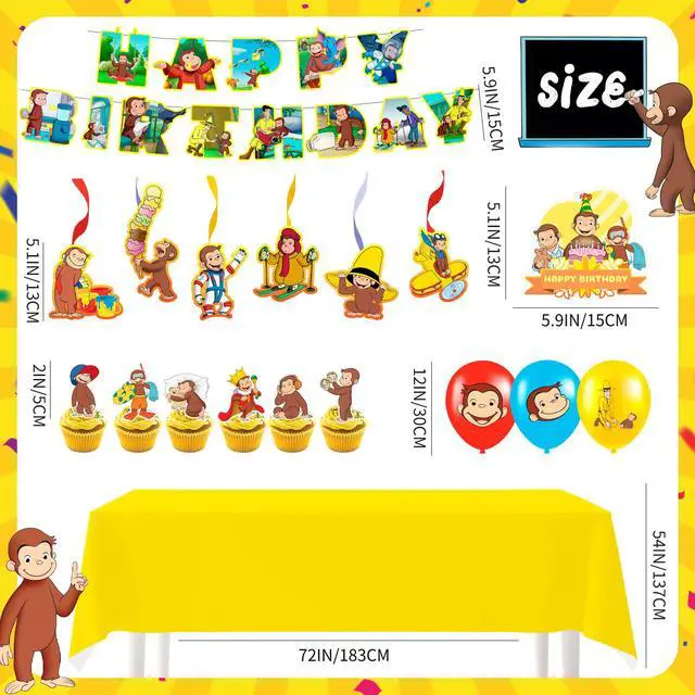 Alt view image 7 of 7 - 45pcs Curious George Party Decorations Supplies,Curious George Birthday Party Decorations Set - Curious George Balloons Cupcake Toppers Banner etc Curious George Birthday Decorations
