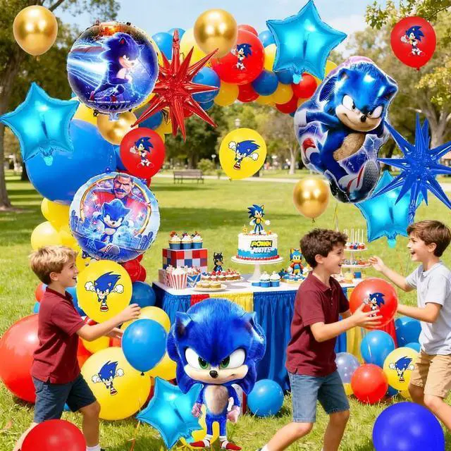 Alt view image 3 of 7 - 84pcs Sonic Balloon Party Decorations,Sonic Birthday Decorations Balloons Set,Sonic Theme Party Latex Balloons,Foil Balloons for Kids Birthday Party Decorations Favors
