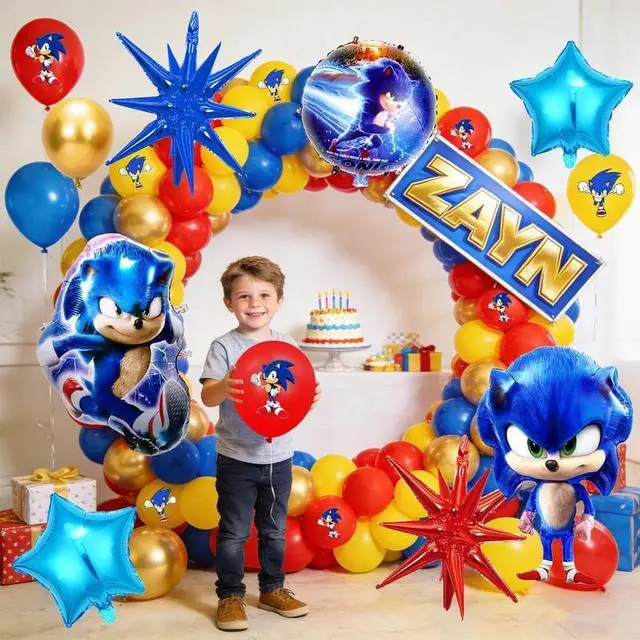 Alt view image 4 of 7 - 84pcs Sonic Balloon Party Decorations,Sonic Birthday Decorations Balloons Set,Sonic Theme Party Latex Balloons,Foil Balloons for Kids Birthday Party Decorations Favors