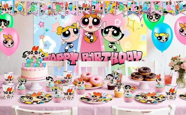 Alt view image 7 of 7 - 112pcs The Powerpuff Girls Birthday Decorations & Party Tableware Set - The Powerpuff Girls Birthday Banner Balloons Plates Napkins etc. The Powerpuff Girls Birthday Party Supplies for Kids