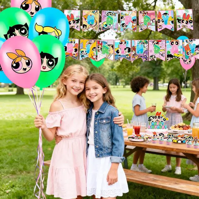 Alt view image 6 of 7 - 112pcs The Powerpuff Girls Birthday Decorations & Party Tableware Set - The Powerpuff Girls Birthday Banner Balloons Plates Napkins etc. The Powerpuff Girls Birthday Party Supplies for Kids