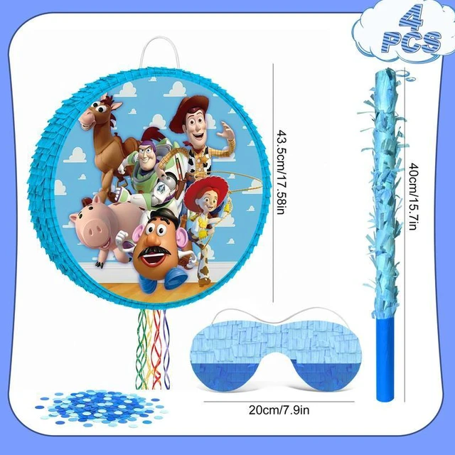 Alt view image 6 of 7 - 4 Pcs Round Toy Story Piñata Bundle - 17.58'' Toy Story Piñata Large & Game Blindfold&Toy Story Pinata Stick etc Toy Story Pinata Supplies for Toy Story Birthday Party Supplies
