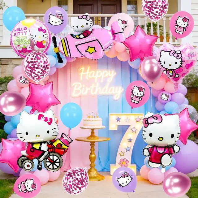 Alt view image 6 of 7 - 79pcs Hello Kitty Balloon Party Decorations,Hello Kitty Birthday Decorations Balloons Set,Hello Kitty Theme Party Latex Balloons,Foil Balloons for Kids Birthday Party Decorations Favors
