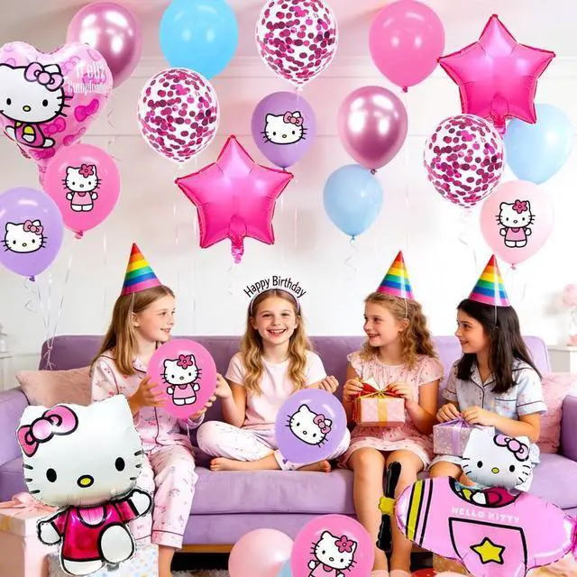 Alt view image 5 of 7 - 79pcs Hello Kitty Balloon Party Decorations,Hello Kitty Birthday Decorations Balloons Set,Hello Kitty Theme Party Latex Balloons,Foil Balloons for Kids Birthday Party Decorations Favors