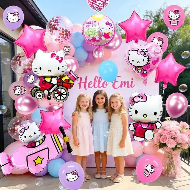 Alt view image 3 of 7 - 79pcs Hello Kitty Balloon Party Decorations,Hello Kitty Birthday Decorations Balloons Set,Hello Kitty Theme Party Latex Balloons,Foil Balloons for Kids Birthday Party Decorations Favors