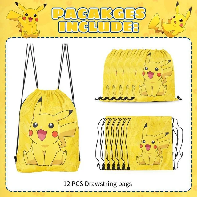 Alt view image 7 of 7 - 12 Pcs Pokemon Drawstring Bags Pikachu Party Bags Pokemon Candy Bags Pokemon Treat Bags for Pokemon Birthday Party Decorations /Pokemon Party Supplies/Pokemon Birthday Favors