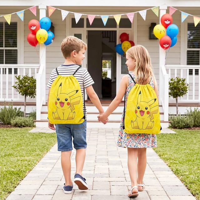 Alt view image 2 of 7 - 12 Pcs Pokemon Drawstring Bags Pikachu Party Bags Pokemon Candy Bags Pokemon Treat Bags for Pokemon Birthday Party Decorations /Pokemon Party Supplies/Pokemon Birthday Favors