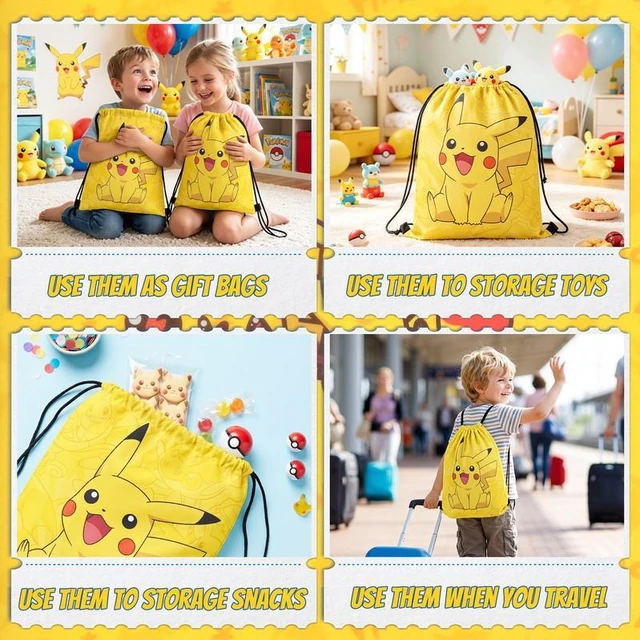 Alt view image 5 of 7 - 12 Pcs Pokemon Drawstring Bags Pikachu Party Bags Pokemon Candy Bags Pokemon Treat Bags for Pokemon Birthday Party Decorations /Pokemon Party Supplies/Pokemon Birthday Favors