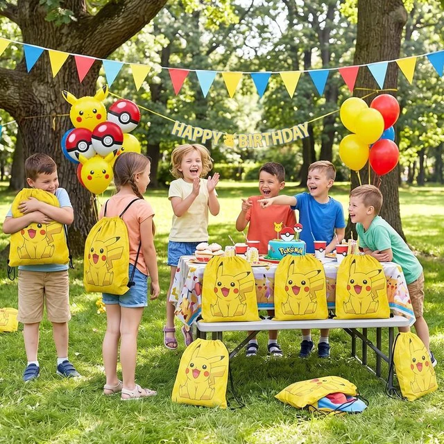 Alt view image 3 of 7 - 12 Pcs Pokemon Drawstring Bags Pikachu Party Bags Pokemon Candy Bags Pokemon Treat Bags for Pokemon Birthday Party Decorations /Pokemon Party Supplies/Pokemon Birthday Favors