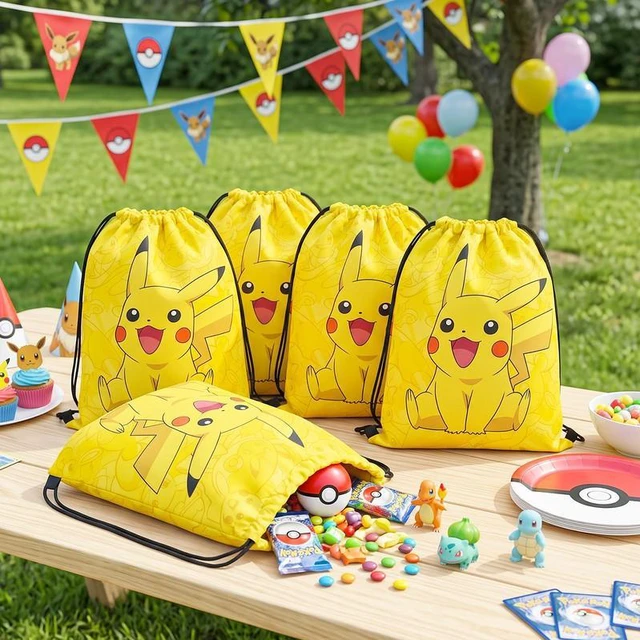 Alt view image 4 of 7 - 12 Pcs Pokemon Drawstring Bags Pikachu Party Bags Pokemon Candy Bags Pokemon Treat Bags for Pokemon Birthday Party Decorations /Pokemon Party Supplies/Pokemon Birthday Favors