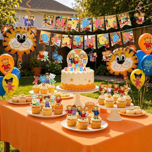 Alt view image 3 of 7 - 35 Pcs Little Tiger Daniel Birthday Decorations Set-Little Tiger Daniel Banner Balloon Tablecloth Cake Toppers etc Little Tiger Daniel Party Decorations for Little Tiger Daniel Birthday Party Supplies